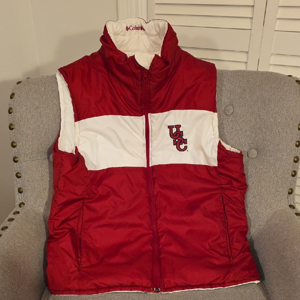 University Of South Carolina Columbia Reversable Garnet and White Puffer Vest
